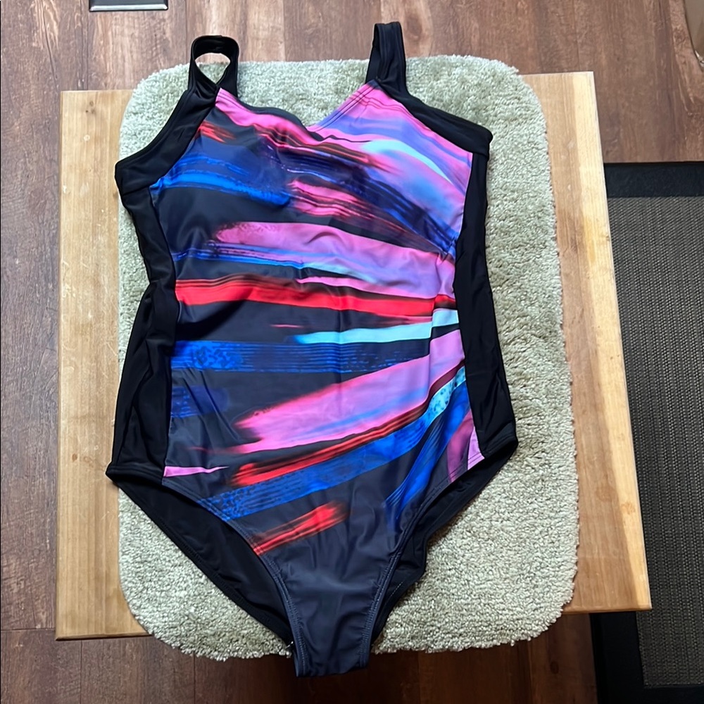 One piece, black multicolor swimsuit SHEWIN brand runs small in size